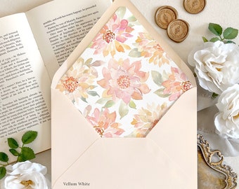Beautiful watercolor dahlia wedding envelopes | Pink spring floral envelopes, Size A7 (alternate sizes available)