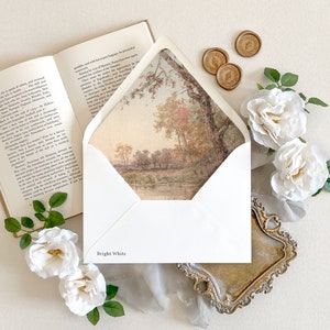 Fine art landscape painting envelope liner | Autumn Wedding envelope, Wedding envelopes with liner, Decorative envelopes, pastoral envelope