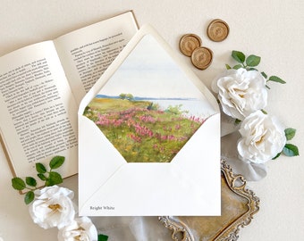 Fine art wedding envelopes | Floral envelope liner, Spring wedding envelopes, Landscape painting envelope liner, Decorative wedding envelope