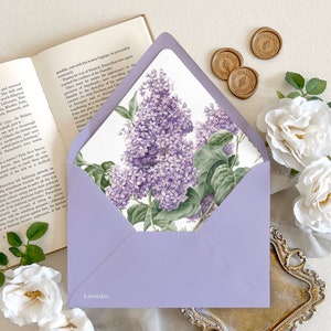 Purple lilac flower envelope liner | Lavender wedding envelopes, Vintage floral envelopes, Elegant floral envelopes, Fine art envelopes