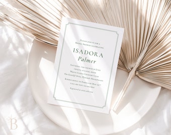 Modern minimalist bridal shower invitation, Elegant wedding shower invitation, Contemporary chic bridal brunch invitation