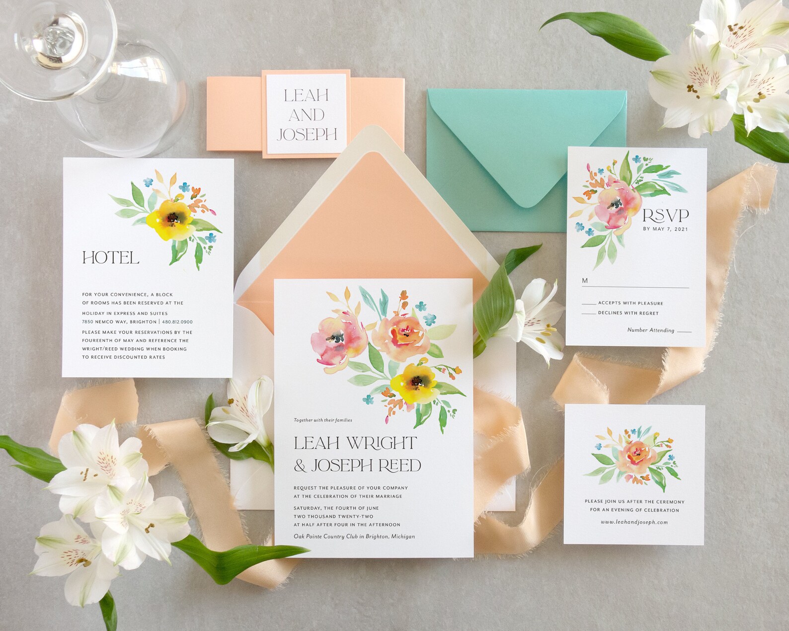 Vibrant modern floral wedding invitation Colorful wildflower | Etsy