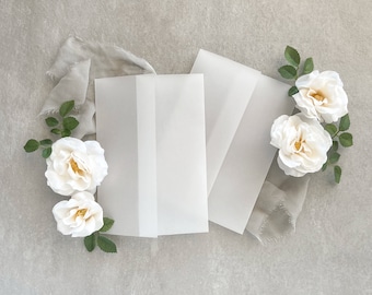 Vellum Jackets | Translucent paper wrap for invitations, Vellum wedding invitations, Blank vellum jacket, 5x7 vellum invitation wrap