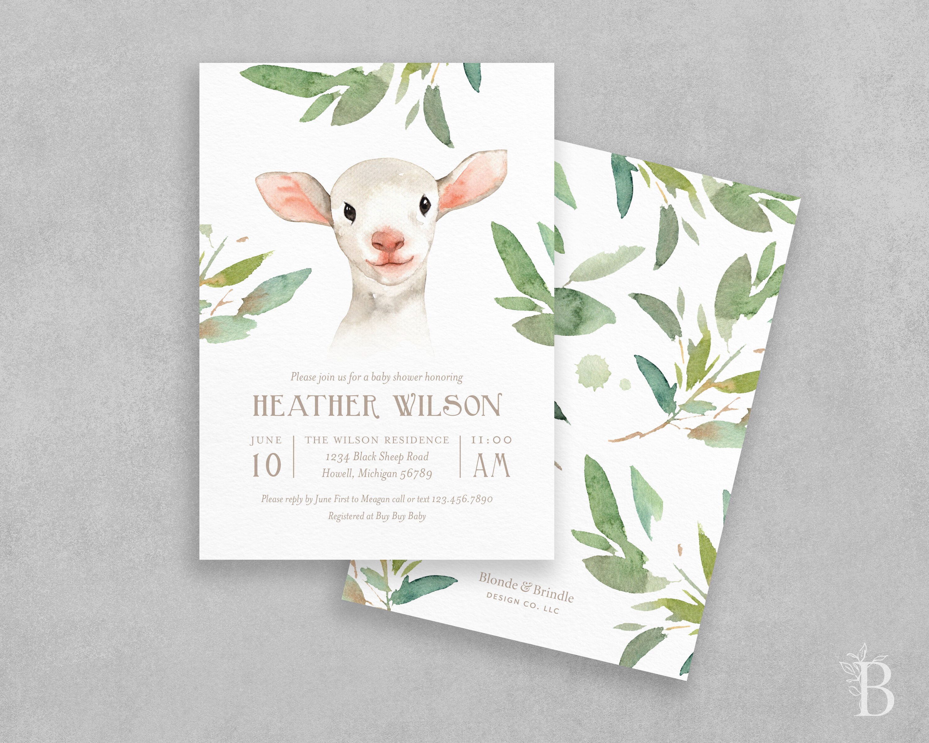 Little Lamb Baby Shower Invitation