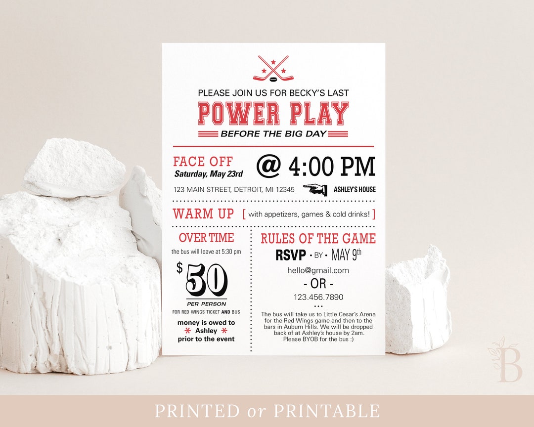 Hockey Bachelorette Party Invitation Sports Themed Etsy