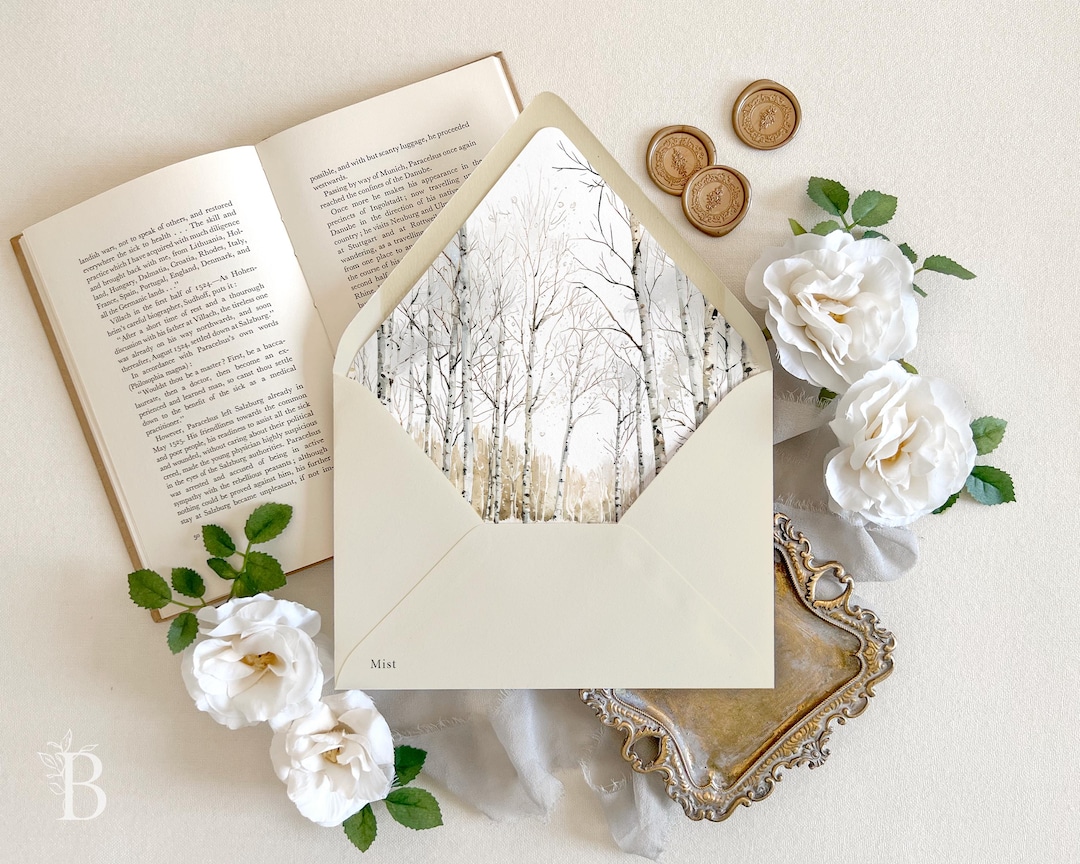 Tree Liners Fall Birch Forest Envelope Liner for Wedding Invitations | Rustic Birch ...