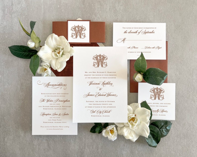 Custom Monogram Wedding Invitation Monogrammed Wedding - Etsy