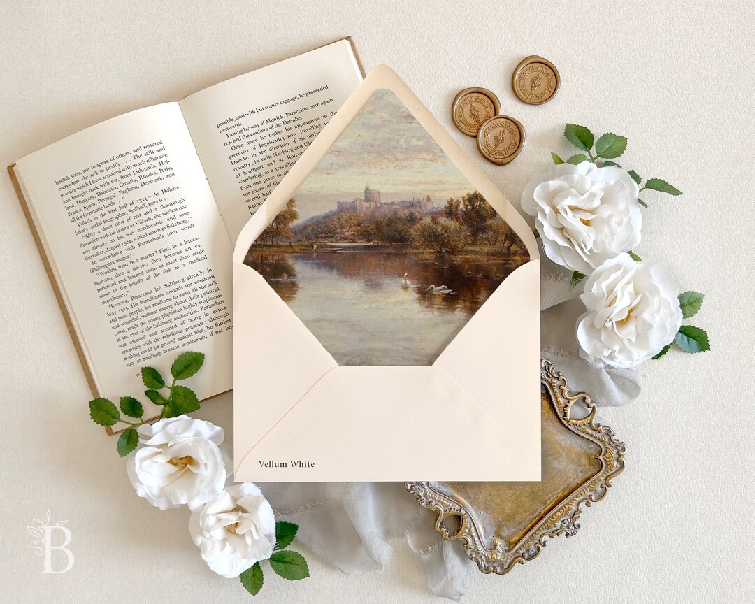 Old World Regency Inspired Wedding Envelopes, Fine Art Vintage Castle ...