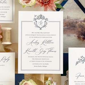 Elegant and timeless wedding invitation set, Regal luxury wedding invitation, Classic wedding invitation, (Sample invitation suite)
