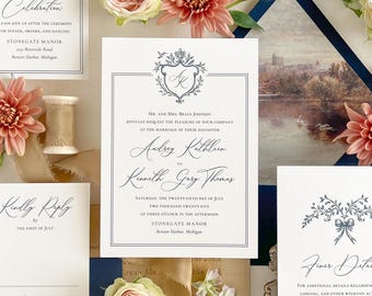 Elegant and timeless wedding invitation set, Regal luxury wedding invitation, Classic wedding invitation, (Sample invitation suite)