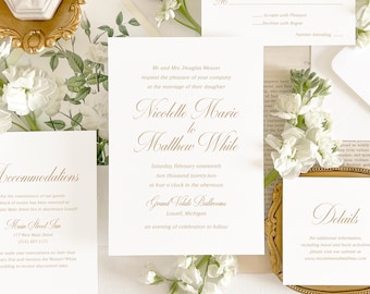Traditional and timeless wedding invitation, Elegant and classic wedding invitation set, Neutral wedding invitation (sample invitation set)