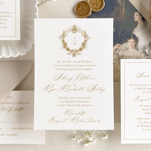 Elegant wedding invitation, Romantic calligraphy wedding invitation, Victorian wedding invitation, Vintage wedding (Sample invitation set)