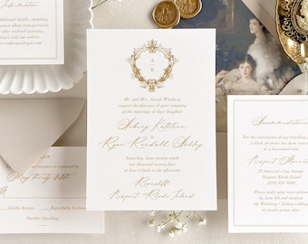 Elegant wedding invitation, Romantic calligraphy wedding invitation, Victorian wedding invitation, Vintage wedding (Sample invitation set)