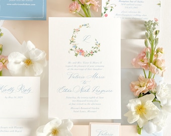 Wildflower wedding invitation, floral wedding invitation, Garden wedding invitation, Spring Summer wedding invite (sample invitation set)