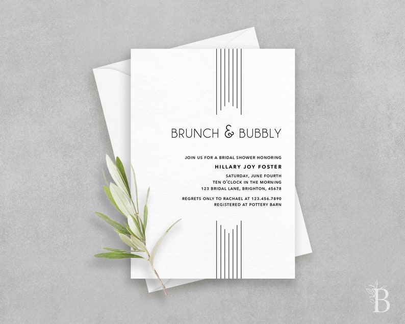 Art deco bridal shower invitation Couple/'s shower invitation Black and white invite Great Gatsby invitation 1920s style invitation