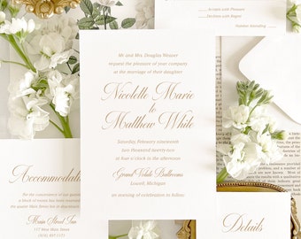 Traditional and timeless wedding invitation, Elegant and classic wedding invitation set, Neutral wedding invitation (sample invitation set)