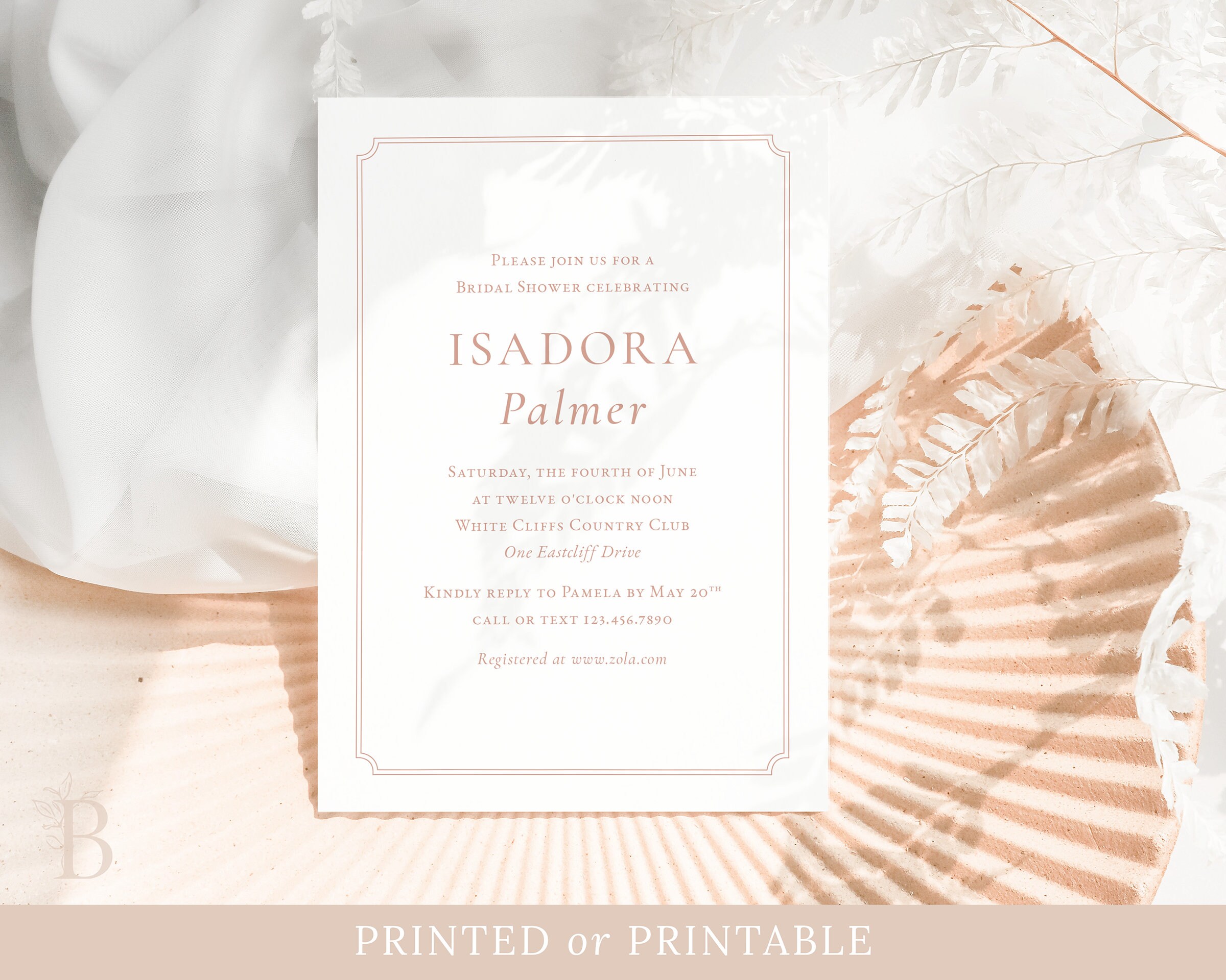 Modern boho bridal shower invitation minimalist wedding shower invitation Neutral terracotta shower invitation Bridal
