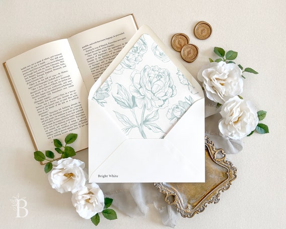 5x7 Vintage Floral Custom wedding envelope liners (100 pcs/1 pack