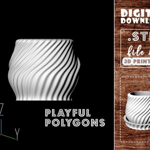 Wavy Upside Down Planter STL File for 3D Printer | 3D Model of Plant Pot With Drainage for  Succulents | DIGITAL DOWNLOAD