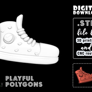 Modelo STL de zapatillas de deporte Hearts para enrutador CNC e impresión 3D / Archivos ArtCAM / Aspire Cnc / Archivo de impresión de zapatillas sin soporte / Descarga digital