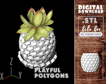Honeycomb Haven Planter STL Print File | 3D Model of Flowerpot With Drainage & Tray for 3D Printing | DIGITAL DOWNLOAD
