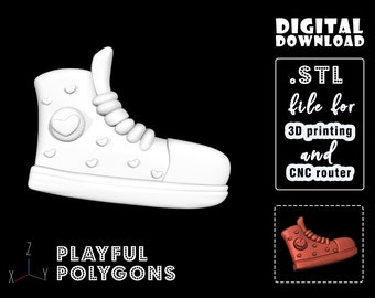 Hearts Sneaker Shoe STL Model for CNC Router & 3D Printing | ArtCAM / Aspire Cnc Files | Support-free Sneakers Print File | Digital Download