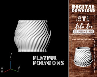 Wavy Upside Down Planter STL File for 3D Printer | 3D Model of Plant Pot With Drainage for  Succulents | DIGITAL DOWNLOAD