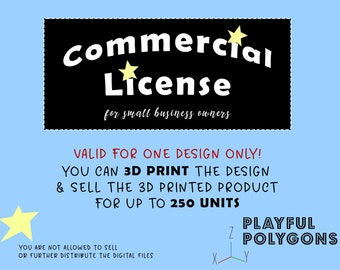 Commercial License | One Design Only | Up to 250 3D Printed Units