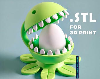 EGGYNOMNOM - Funny Egg Cup Stl File for 3D Printer | 3D Printable Easter Egg Holder | Carnivorous Plant Easter Gift | DIGITAL DOWNLOAD