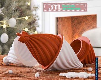 Twisted Retro-Style Bauble Christmas Ornament STL File  | 3D Christmas Storage Box Stl, Christmas Tree Decoration | DIGITAL DOWNLOAD