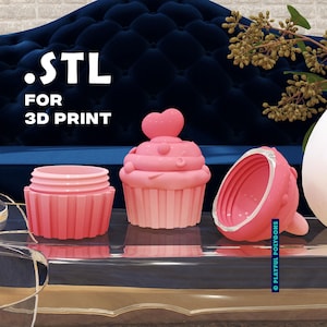 Cute Threaded Cupcake Box STL Files | Storage Box 3D Print File | Valentine&#39;s Day Gift | Cupcake Container | DIGITAL DOWNLOAD