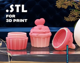Cute Threaded Cupcake Box STL Files | Storage Box 3D Print File | Valentine's Day Gift | Cupcake Container | DIGITAL DOWNLOAD