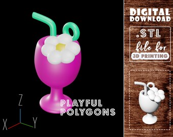 Tequila Sunrise Cocktail Glass STL Print File | Keychain Model for 3D Printing | DIGITAL DOWNLOAD