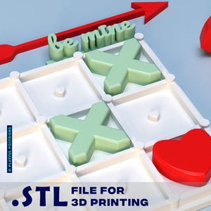 Tic Tac Toe STL File | 3D Print File STL | Valentine's Day Gift 3D Model | Tic Tac Toe Board Game STL File For 3D Printing | Gifts for Her