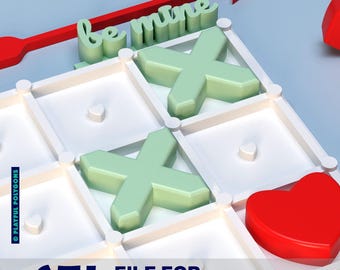 Tic Tac Toe STL File | 3D Print File STL | Valentine's Day Gift 3D Model | Tic Tac Toe Board Game STL File For 3D Printing | Gifts for Her