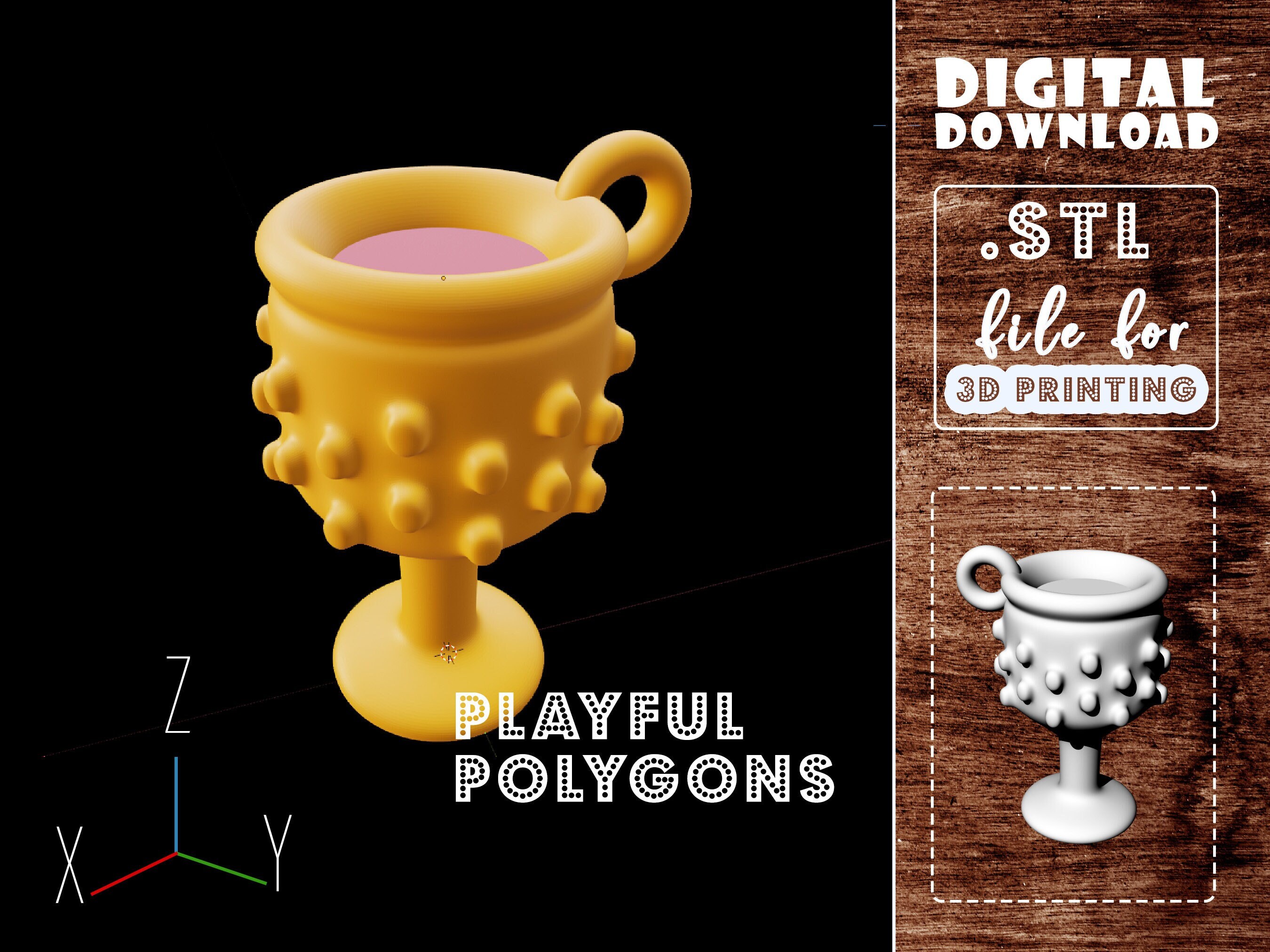 Goblet Keychain 3D Print File | STL File Ready for 3D Printing ...