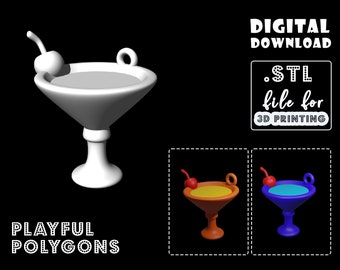 Blue Royale / Cosmopolitan Cocktail Glass 3D Print File | Keychain STL File for 3D Printing | DIGITAL DOWNLOAD