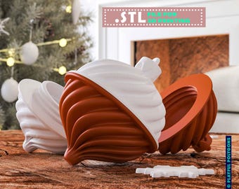 Twist ‘n’ Hide Christmas Ornament STL File  | Threaded Christmas Bauble Storage Box Stl, 3D Christmas Tree Decoration | DIGITAL DOWNLOAD