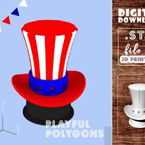 4th of July Décor Trophy STL Print File | Uncle Sam Hat Patriotic Trophy 3D Model | Independence Day DIGITAL DOWNLOAD
