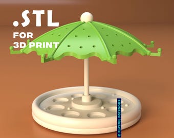 Beach Umbrella Jewelry Stand 3D Print STL File | Fun 3D Earring Stand | Jewelry Organizer STL File For 3D Printing | DIGITAL Gifts for Her