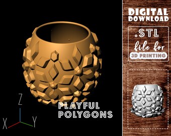 Islamic Pattern Planter Pot STL Print File | 3D Model of Cactus Pot With Drainage & Tray | DIGITAL DOWNLOAD