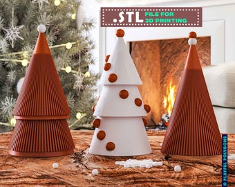 Christmas Trees STL Files Pack |  Christmas 3D Print File | DIY Winter Home Decor | LED candle holder | Digital Download