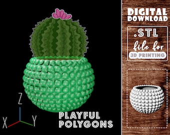 Sukkulenten Pflanzentopf STL 3D Druck Datei | Blumentopf Modell bereit für den 3D-Druck | DIGITALER DOWNLOAD
