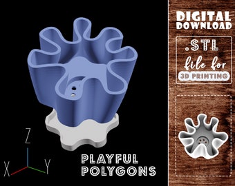 Splash Planter STL File for 3D Printing | Cactus Pot With Drainage & Tray | DIGITAL DOWNLOAD