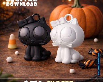 Cute Cat Keychain STL File | Kawaii Kitty Charm (3D Printable Digital Download) - Gift for Cat Lovers