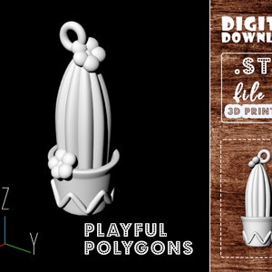 Cactus Keychain 3D Print STL File | Digital Model Ready for 3D Printing | Birthday Gift