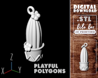 Cactus Keychain 3D Print STL File | Digital Model Ready for 3D Printing | Birthday Gift