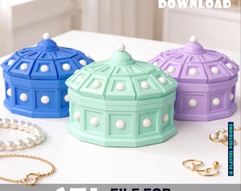 Jewelry Box STL 3D Print File: Art Deco Engagement Ring Box STL & Modern Keepsake Box (Instant Digital Download)