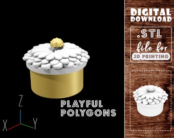 Daisy Jewelry Box STL Print File | Wedding Ring Box Model for 3D Printing | Digital Download