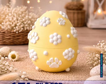Pet Easter Egg STL with Paw Prints | Threaded Treat Container for Dogs & Cats (3D Print Files)